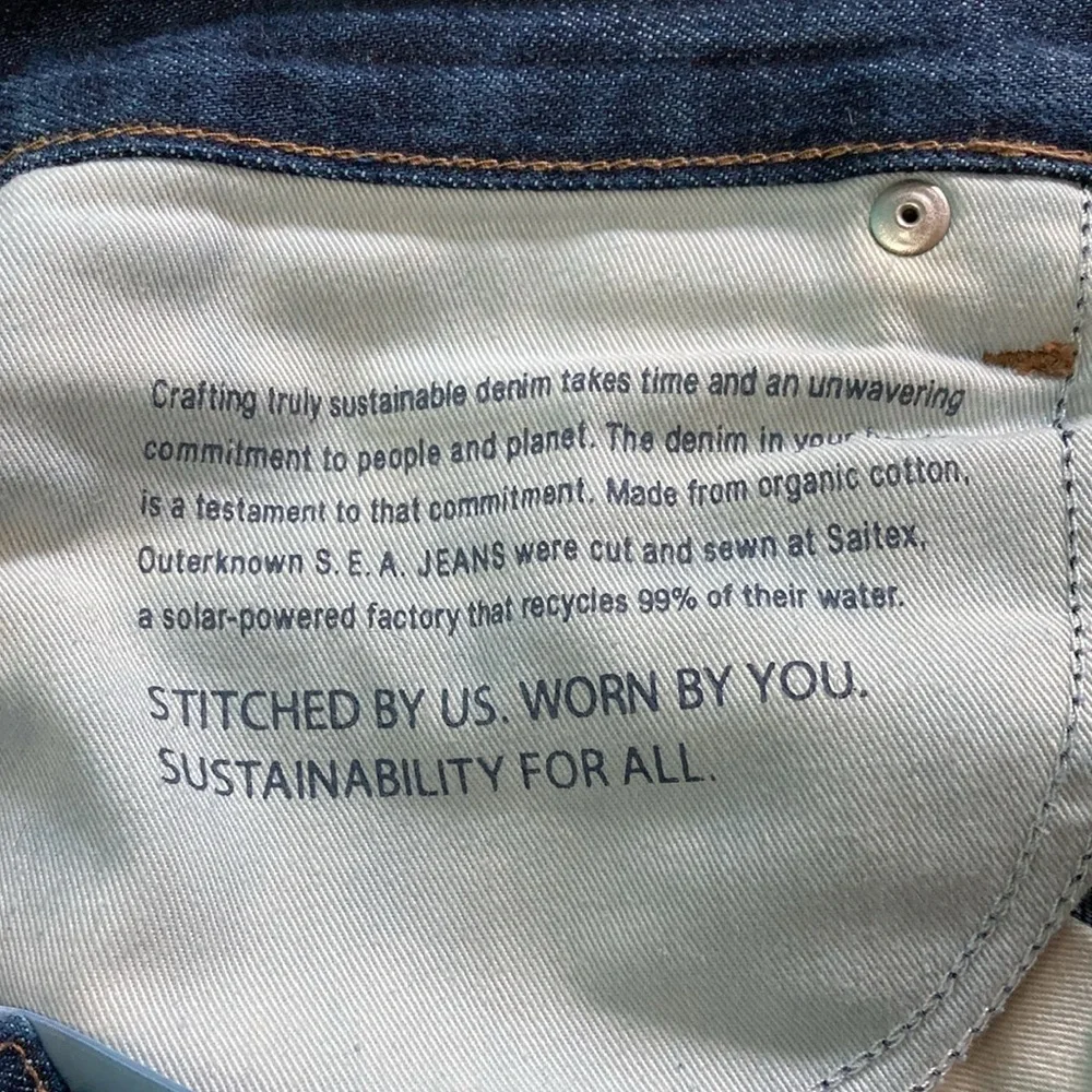 Outerknown Ambassador S.E.A Mens Jeans 31 X 32 Organic Cotton Slim Dark Denim